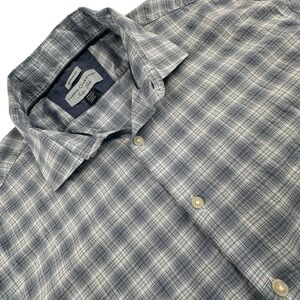 Joseph Abboud Mens 2XLT Button Down Shirt Blue Plaid Modern Fit Short Sleeve